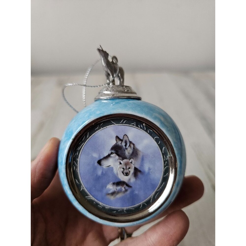Bradford wolf ornament puppies spirit Xmas tree vintage 1997